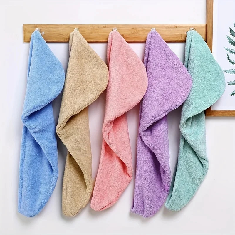 1pc Solid Color Thickened Quick-dry Hair Drying Cap, Super Absorbent