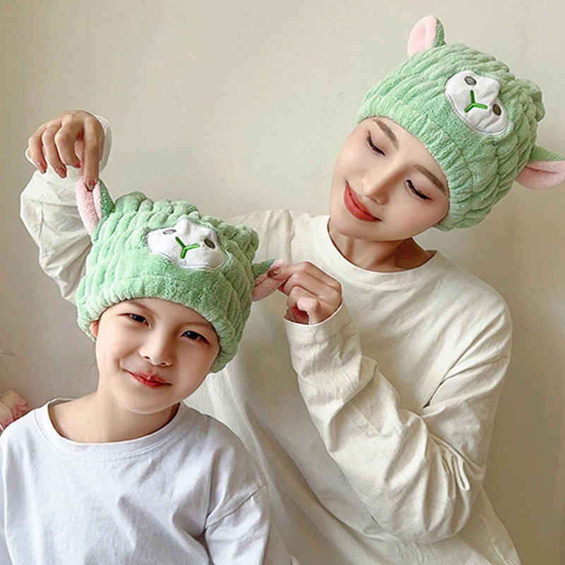 1pcs Cartoon Cute Shower Cap Microfiber Hair Turban Quickly Dry Hair Hat Wrapped Towel Bathing Shower Cap Bathroom Cap