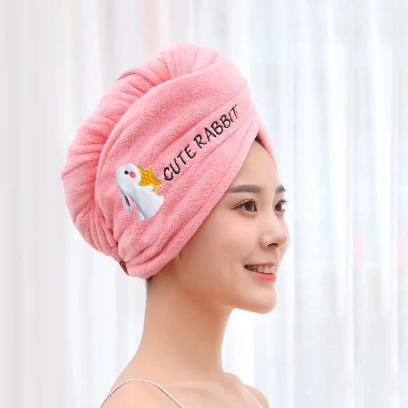 Dry Hair Hat Super Absorbent Soft Bathroom Women Head Towels Girls Cute Hair Towel Hair Dry Wrap Bonnets