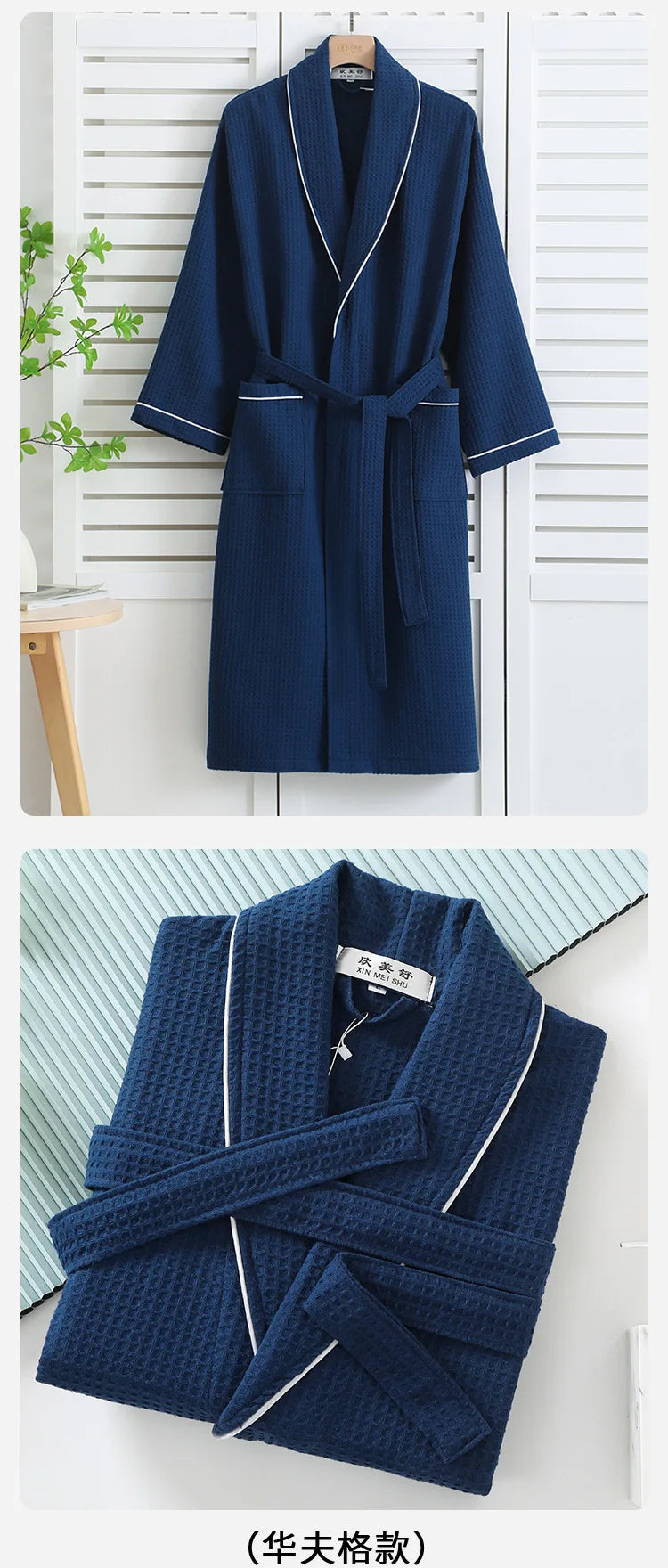 100% Cotton Couple Robe Waffle Bathrobe Gown Kimono Yukata Home Clothes Casual Women Sleepwar Nightwear Spring Summer Loungewear