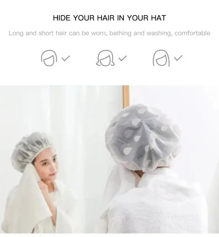 Wholesale 5pcs Waterproof Shower Cap WOMEN'S Household Bathing Anti-oil Smoke Hair Care Shower Cap Dry Hair Cap