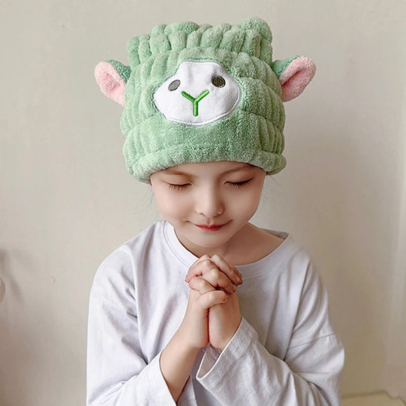 1pcs Cartoon Cute Shower Cap Microfiber Hair Turban Quickly Dry Hair Hat Wrapped Towel Bathing Shower Cap Bathroom Cap