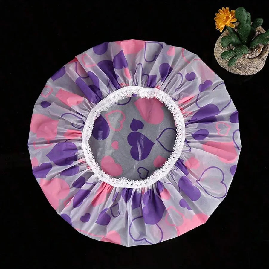 Wholesale 5pcs Waterproof Shower Cap WOMEN'S Household Bathing Anti-oil Smoke Hair Care Shower Cap Dry Hair Cap