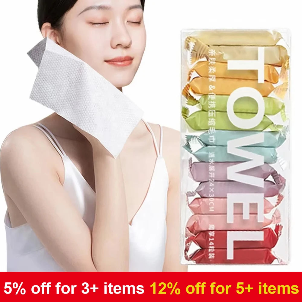 14pcs/box ,Face Cleansing Thickened Compressed Beauty Square Towel, Portable Travel Towel Disposable Washcloth