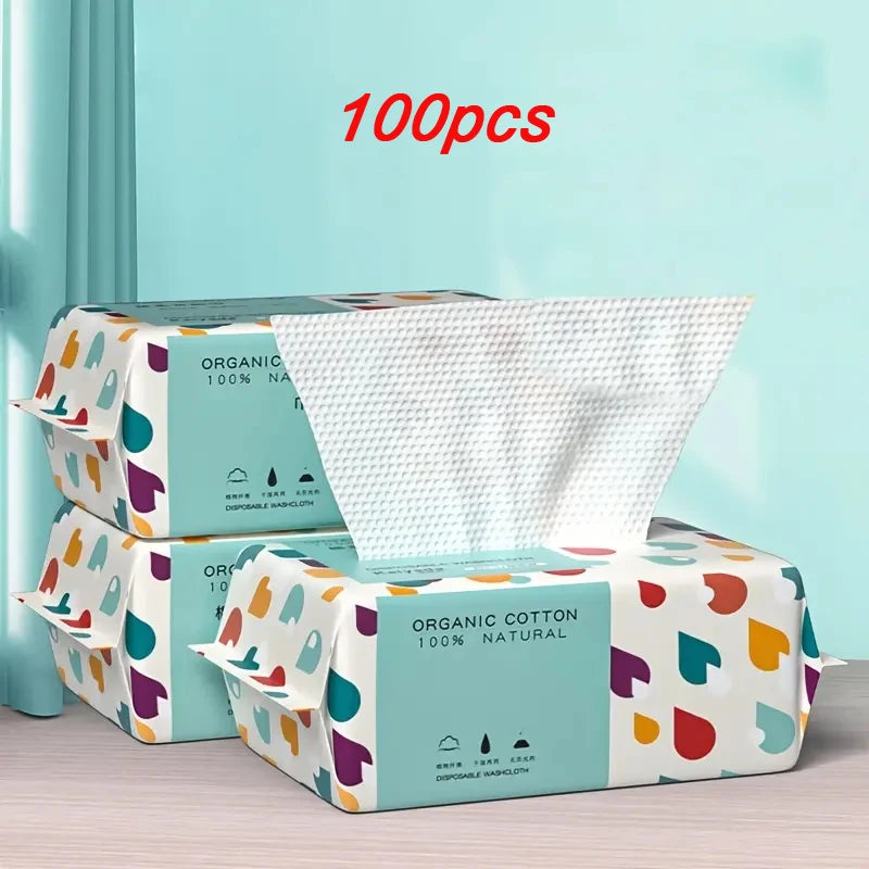 1 bag Thickened Disposable Face Towel 100Cotton Soft Fabric Travel Cleansing Dry Wet Makeup Remover Pearl Cotton Reusable