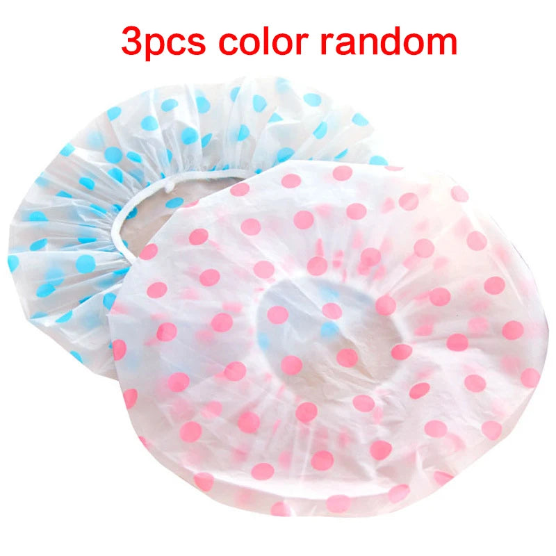 Shower Caps Bathing Waterproof Adult Hair Drying Caps Dustproof Plastic Head Covers for Women Hair Salon Elastic Shower Cap