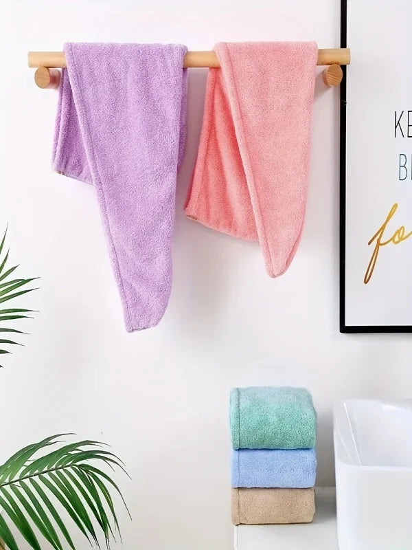 1pc Solid Color Thickened Quick-dry Hair Drying Cap, Super Absorbent