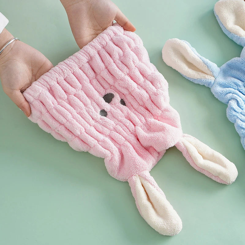 Strong Absorbing Dry Hair Cap Shower Thick Coral Fleece Bath Towels Long Ears Rabbit Drying Ultra-Soft Hats Turban Bath Supplies