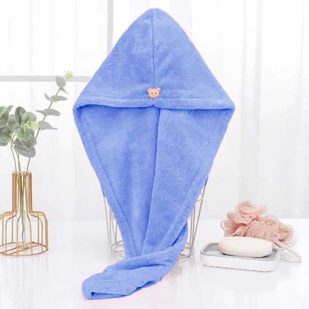 1pc Solid Color Thickened Quick-dry Hair Drying Cap, Super Absorbent