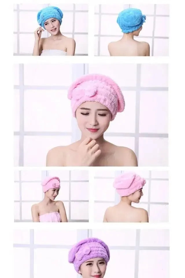 1Pc Microfibre Quick Hair Drying Bath Towel Bowknot Wrap Towel Cap Bathroom Accessories Bonnets For Women Designer Shower Cap