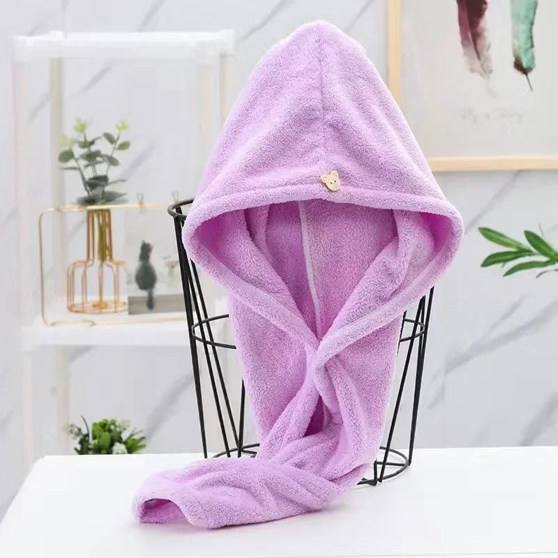 1pc Women Quickly Dry Hair Hat Soft Microfiber Super Absorbent Towels Shower Cap Bath Hats for Lady Turban Head Girls Hair Towel