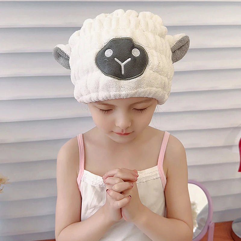 1pcs Cartoon Cute Shower Cap Microfiber Hair Turban Quickly Dry Hair Hat Wrapped Towel Bathing Shower Cap Bathroom Cap