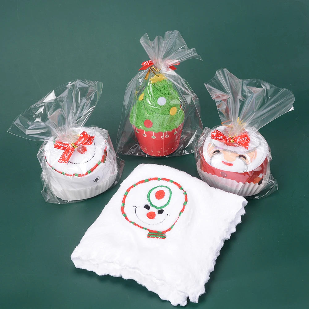 3pcs Christmas Soft New Christmas Hand towel Red Santa New Year gift Hand wash Face towel Home bathroom