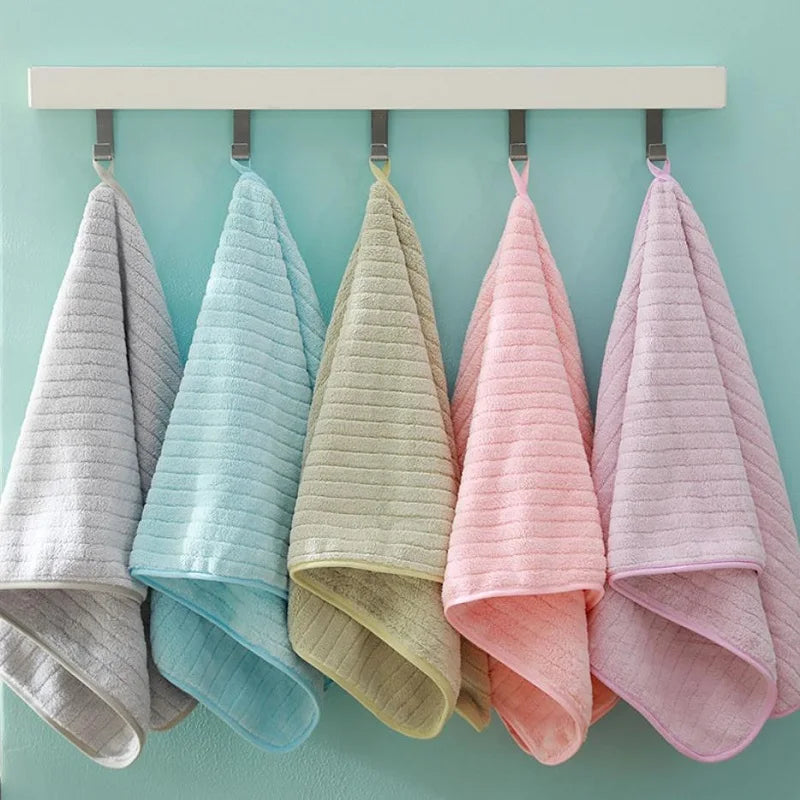 Coral Fleece Face Towels Striped Adult Soft Washcloth Absorbent Hand Towels Washbasin Facecloth Bathroom Shower Towels 14*29inch