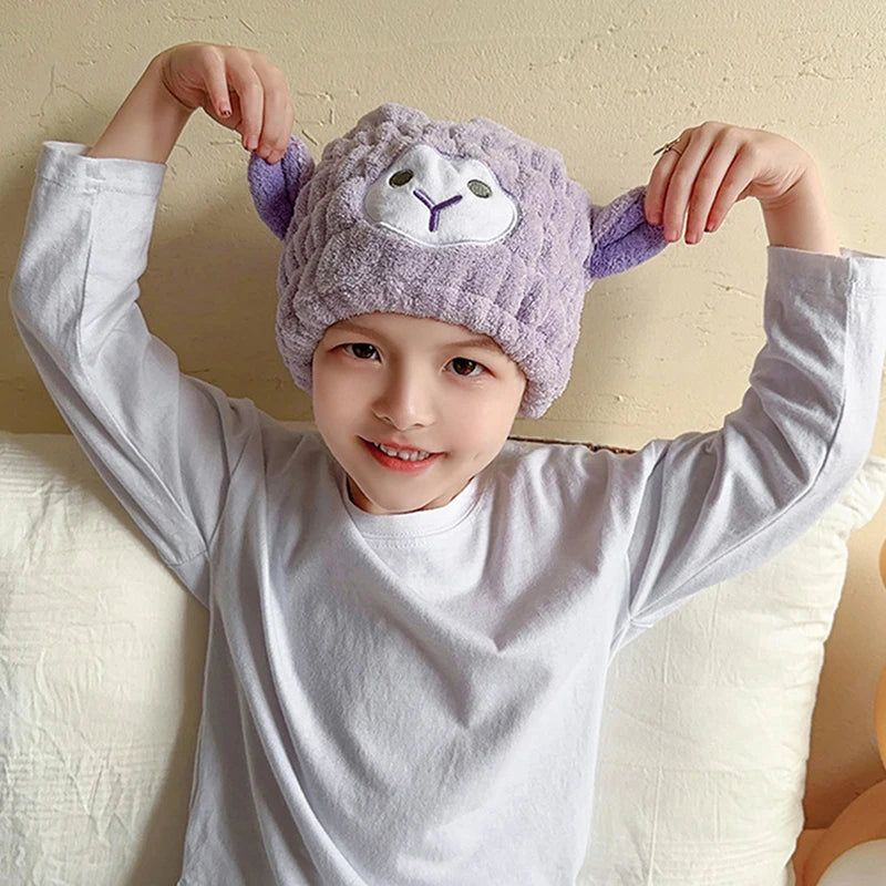 1pcs Cartoon Cute Shower Cap Microfiber Hair Turban Quickly Dry Hair Hat Wrapped Towel Bathing Shower Cap Bathroom Cap