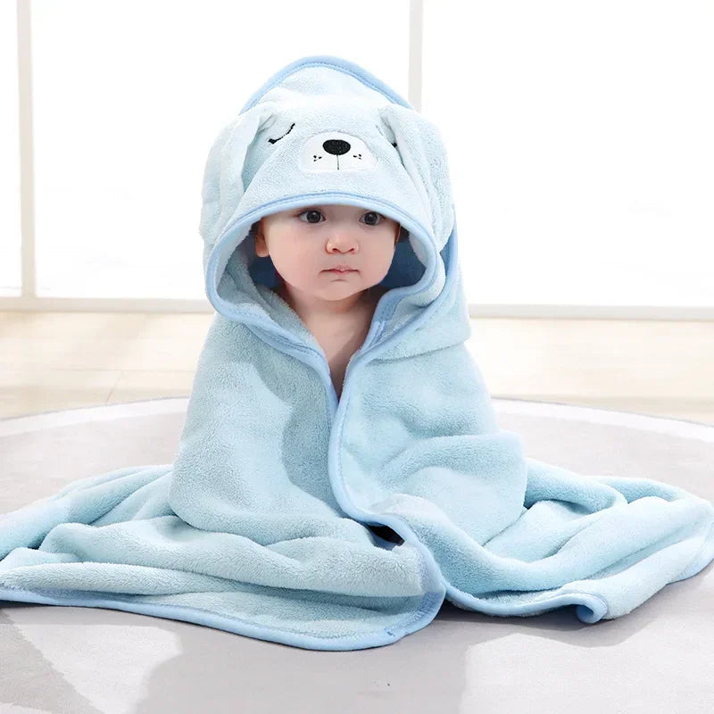 Bath Bathrobe Toddler Infant Towel Boy Girl Blankets Swaddle With Hood Cartoon Coral Fleece Towel Blanket Newborn Kids Bedding