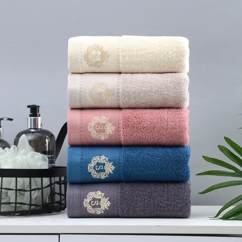 1/5/10PCS Bathroom Cotton Towel 35x75cm 70x140cm Hand Face Bath Towel Soft Gift Absorbent Sport Absorbent Towel 수건 세트 Blue White