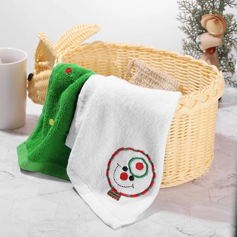 3-1PC Christmas Soft Hand Towel Absorbent Microfiber Santa Cake Shape Towel New Year Hand Wash Face Towel Bathroom Xmas Gifts