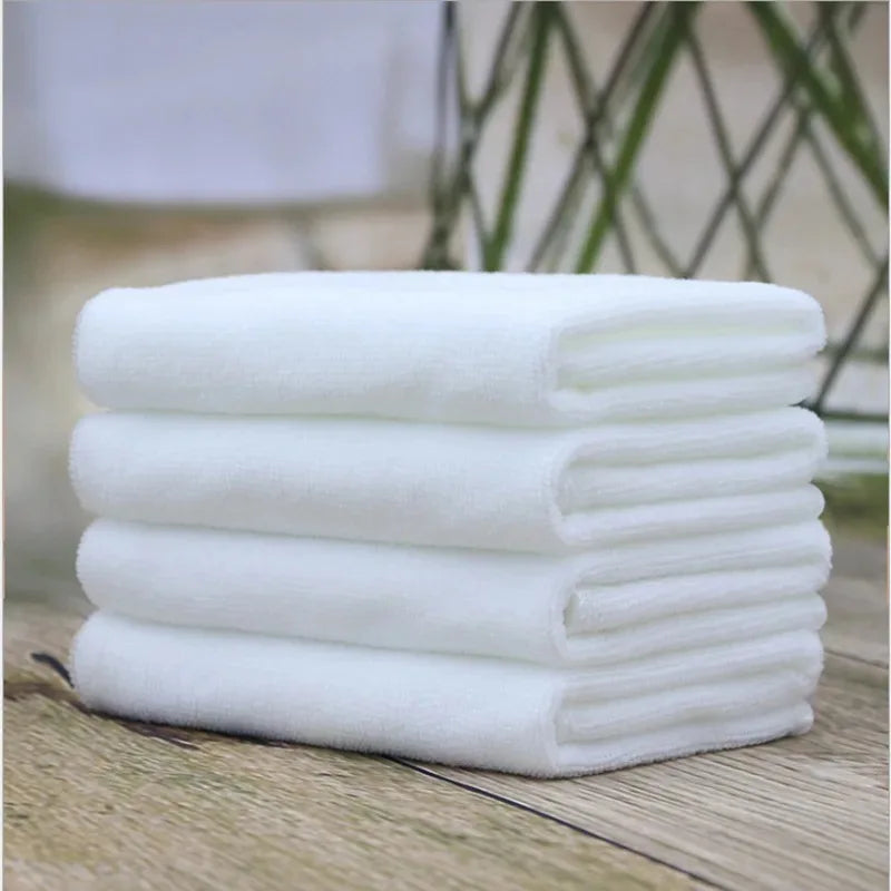 10PC White Ultra Soft Microfiber Fabric Face Towel Hotel Bath Towel Wash Hand Towels Portable Terry Multifunctional