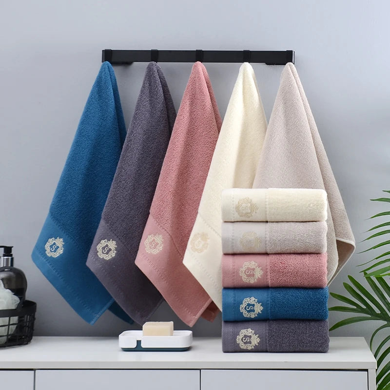1/5/10PCS Bathroom Cotton Towel 35x75cm 70x140cm Hand Face Bath Towel Soft Gift Absorbent Sport Absorbent Towel 수건 세트 Blue White