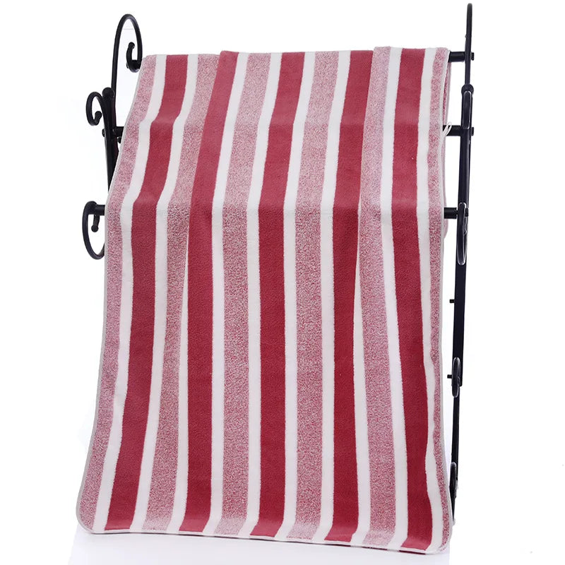 Soft Striped Bath Towel Set - Quick-Drying Absorbent Microfiber Face & Hand Towels for Bathroom, Home Spa - 70x140cm & 35x75cm
