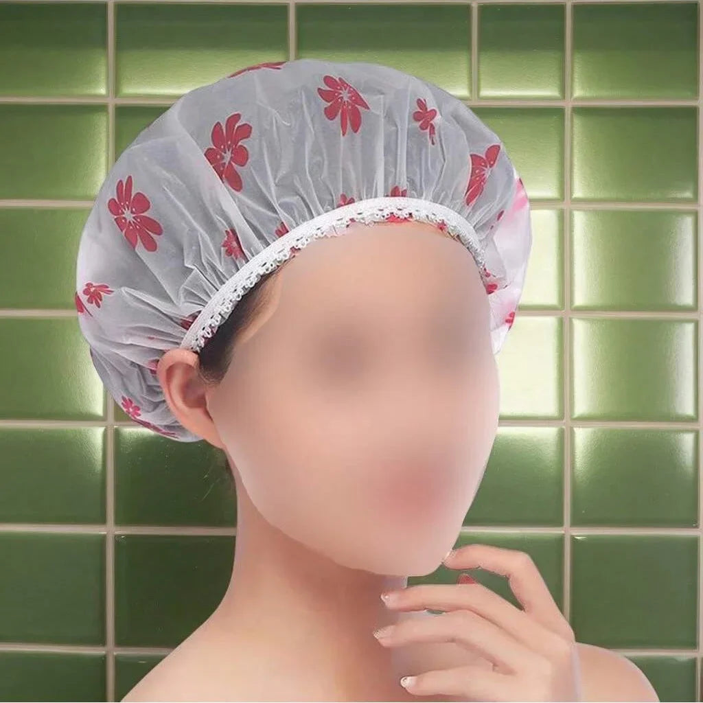 Wholesale 5pcs Waterproof Shower Cap WOMEN'S Household Bathing Anti-oil Smoke Hair Care Shower Cap Dry Hair Cap