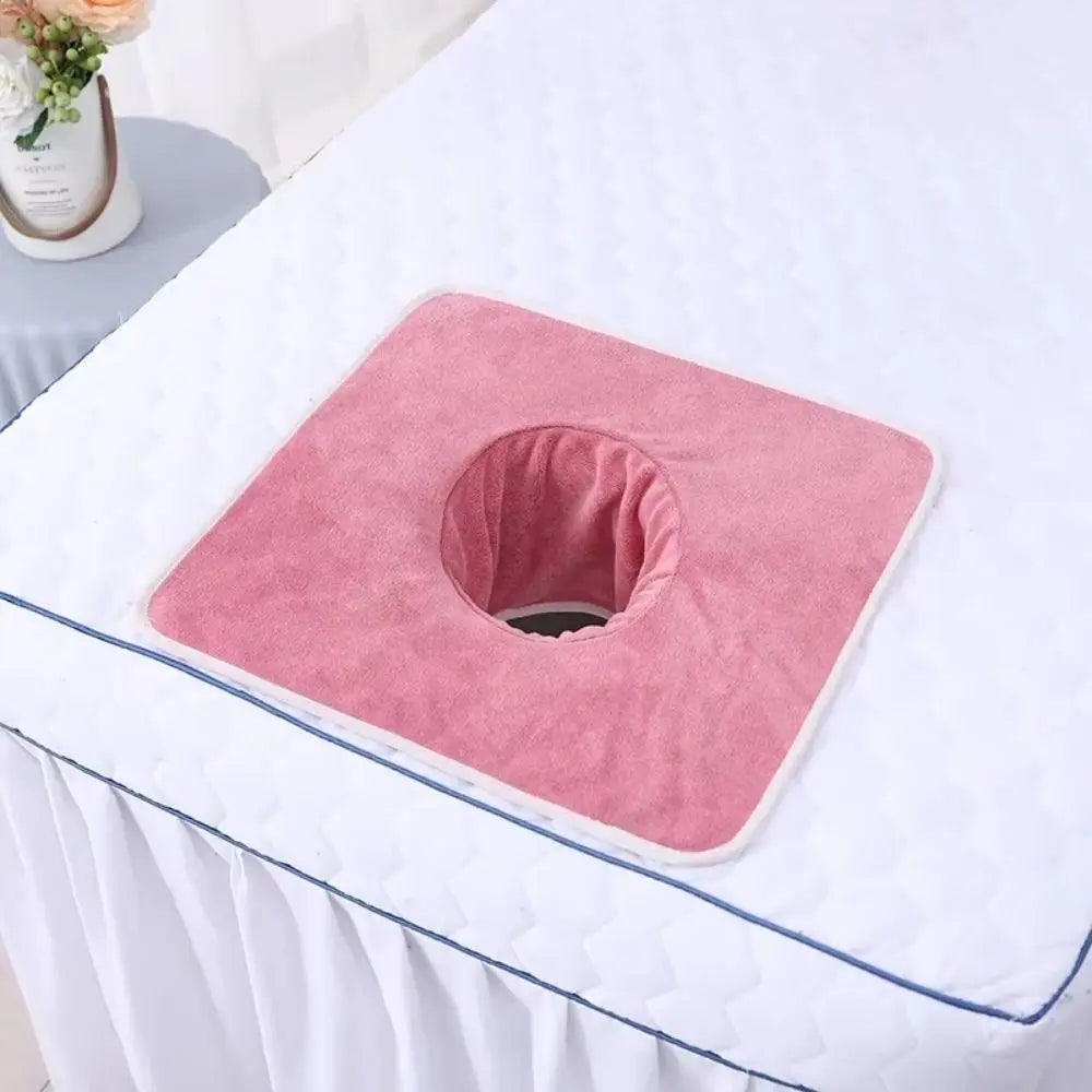 Thickened Massage Face Towel Breathable Soft Beauty Salon Towel with Hole Solid Color Headrest Pads for Beauty Salons