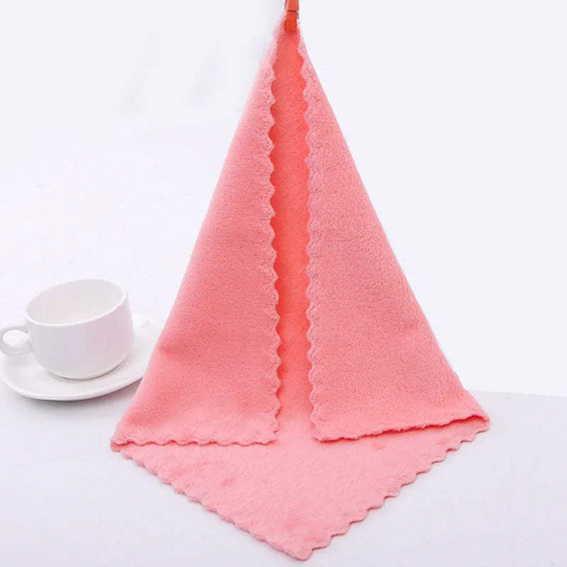 1-50pcs Hand Towels Small 24x24cm Coral Fleece Solid Color Face Towel For Kids Good Water Absorption Dish Towel toalha de banho