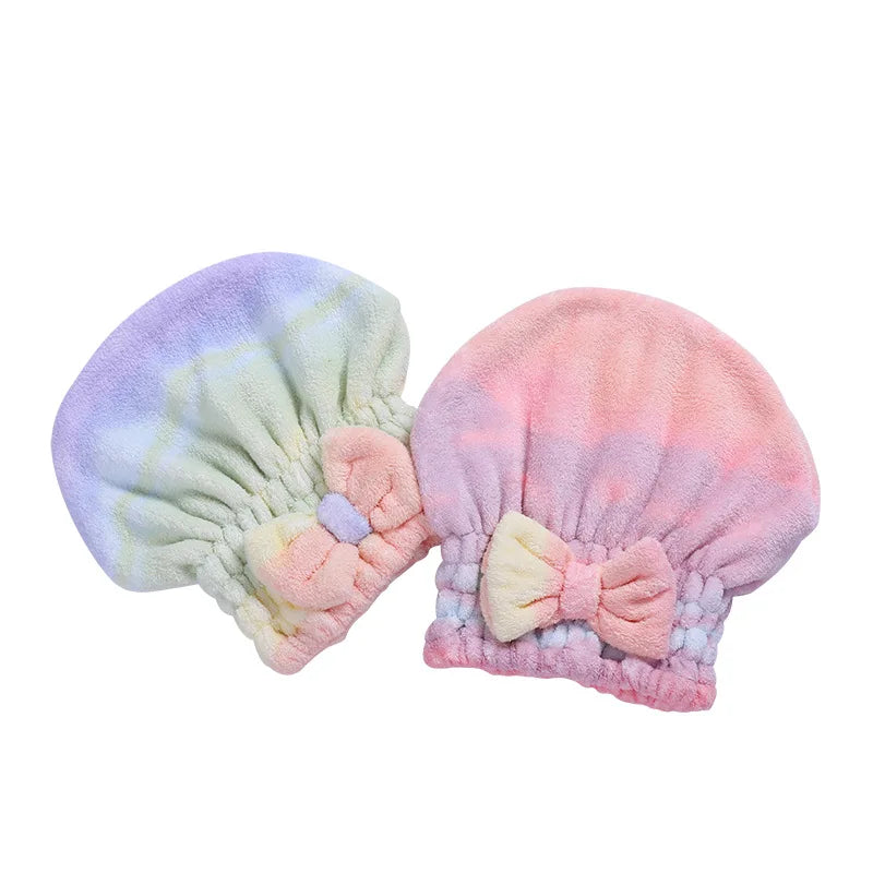 Women Girl's Microfiber Dry Hair Cap Shower Head Wrap Colorful Bath Hats Soft Hair Turban Towel