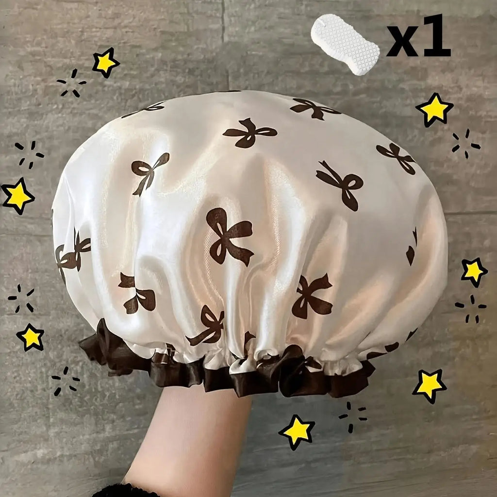 Waterproof Double-Layer Bath Hats, Summer Elastic Hair Caps, Adjustable Adult Kitchen Oil-Proof Hat, Bathroom Dry Hair Cap Set