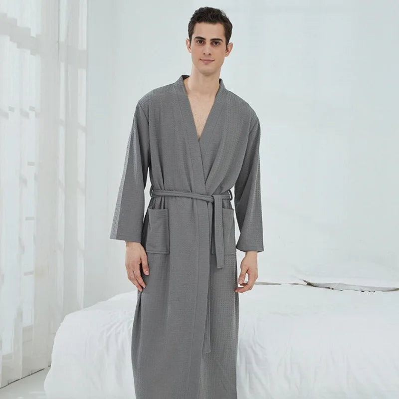 Bathrobe for Men Woman Long Absorbent Terry Bath Robe Kimono Men Towel Bathrobe Solid Sleepwear Women Dressing Gown