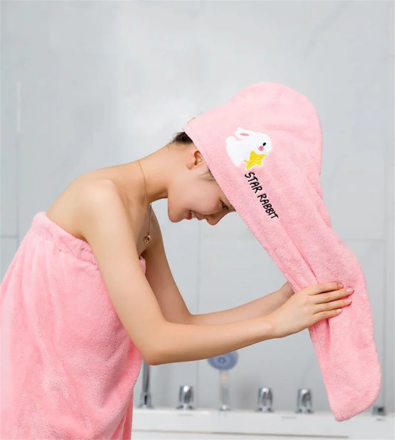 Dry Hair Hat Super Absorbent Soft Bathroom Women Head Towels Girls Cute Hair Towel Hair Dry Wrap Bonnets