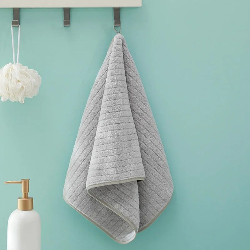 Coral Fleece Face Towels Striped Adult Soft Washcloth Absorbent Hand Towels Washbasin Facecloth Bathroom Shower Towels 14*29inch