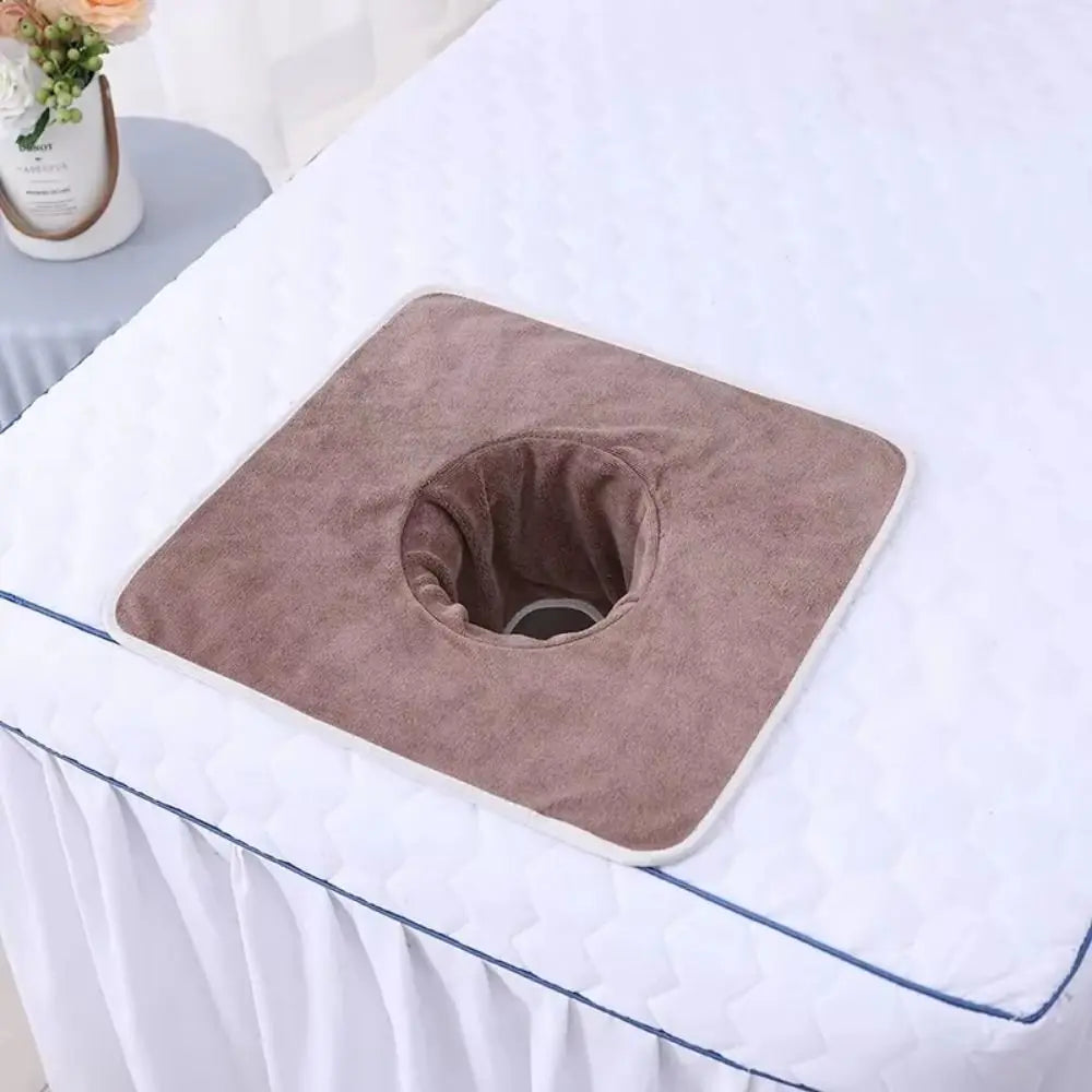 Thickened Massage Face Towel Breathable Soft Beauty Salon Towel with Hole Solid Color Headrest Pads for Beauty Salons