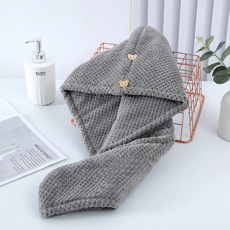 Dry Hair Hat Super Absorbent Soft Bathroom Women Head Towels Girls Cute Hair Towel Hair Dry Wrap Bonnets