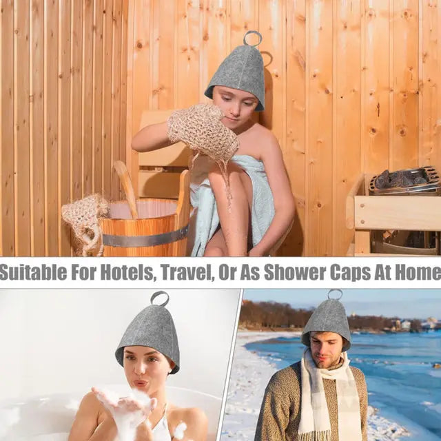 sauna  Anti Heat Sauna Hat Thicken Wool Felt Shower Cap Hair Turban Quickly Towel Drying Towel Hats Sauna Bathroom Accessories