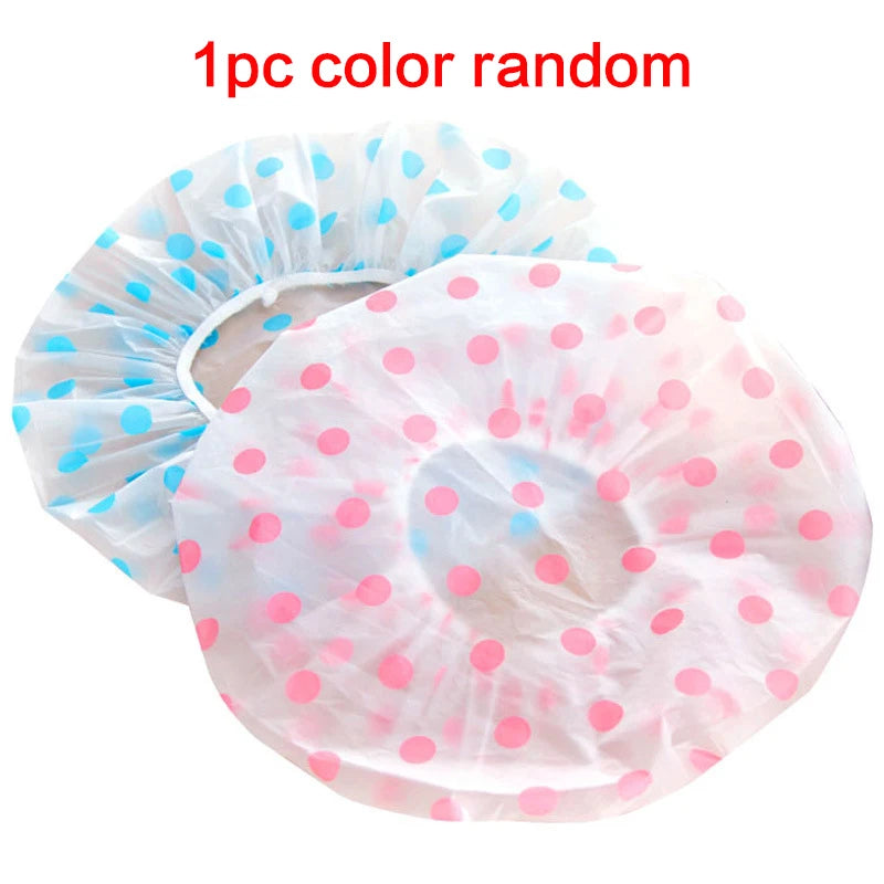 Shower Caps Bathing Waterproof Adult Hair Drying Caps Dustproof Plastic Head Covers for Women Hair Salon Elastic Shower Cap