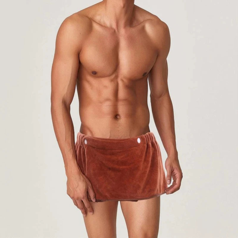 Men's Sexy Shorts Bathrobe Bath Towel Soft Side Open Pajamas Bath Towel Thick Swimming Soft Beach Shower Culottes Adult Pajamas