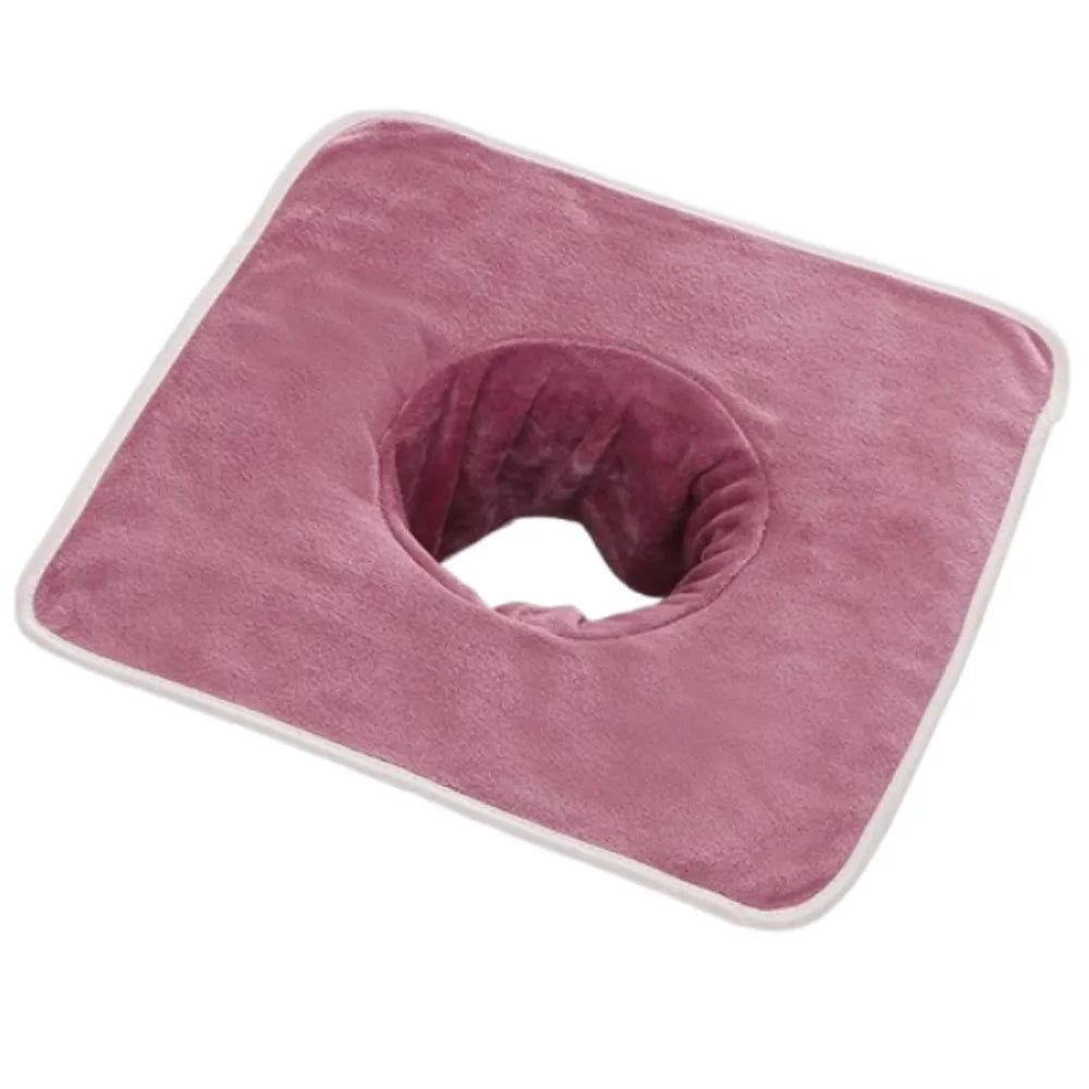 Thickened Massage Face Towel Breathable Soft Beauty Salon Towel with Hole Solid Color Headrest Pads for Beauty Salons