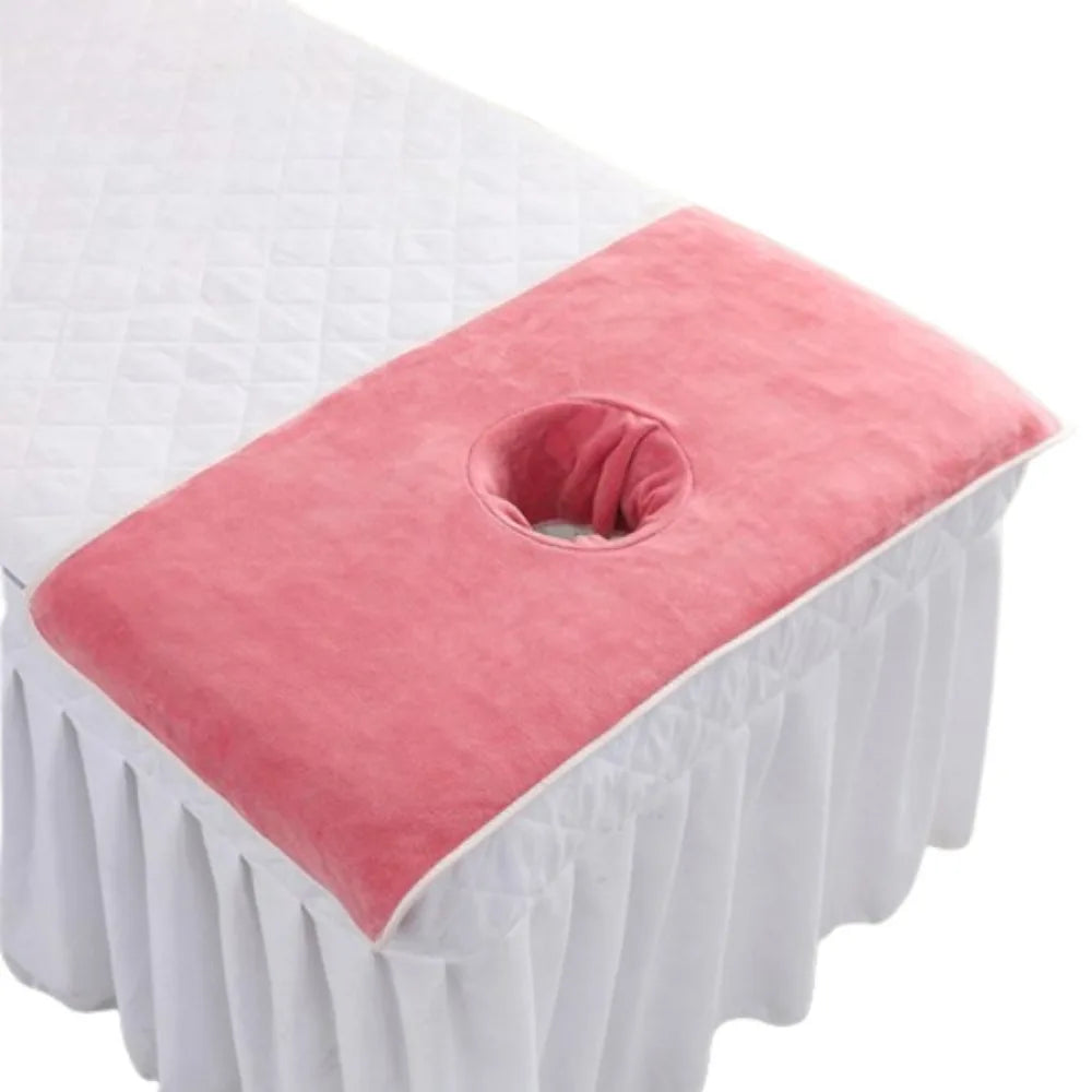 Thickened Massage Face Towel Breathable Soft Beauty Salon Towel with Hole Solid Color Headrest Pads for Beauty Salons