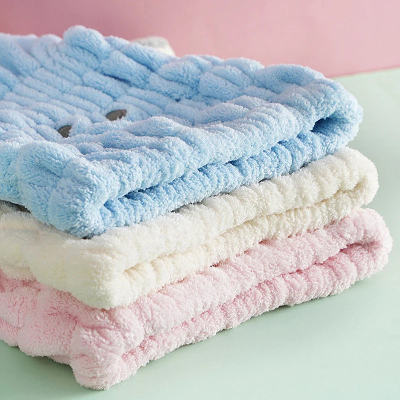 Strong Absorbing Dry Hair Cap Shower Thick Coral Fleece Bath Towels Long Ears Rabbit Drying Ultra-Soft Hats Turban Bath Supplies