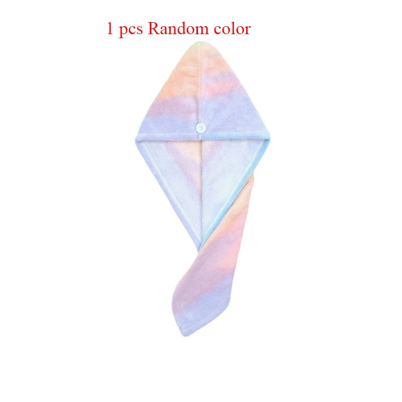 Women Girl's Microfiber Dry Hair Cap Shower Head Wrap Colorful Bath Hats Soft Hair Turban Towel