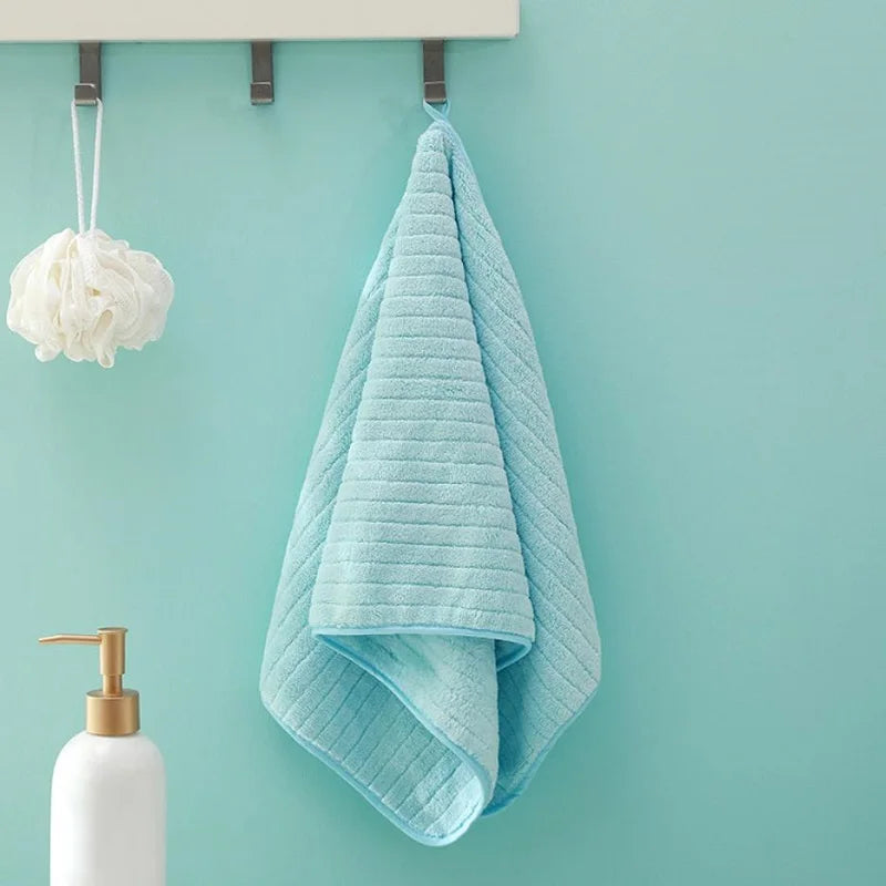 Coral Fleece Face Towels Striped Adult Soft Washcloth Absorbent Hand Towels Washbasin Facecloth Bathroom Shower Towels 14*29inch