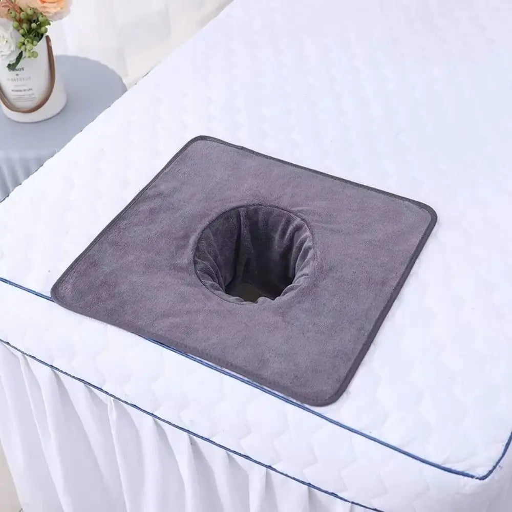 Thickened Massage Face Towel Breathable Soft Beauty Salon Towel with Hole Solid Color Headrest Pads for Beauty Salons