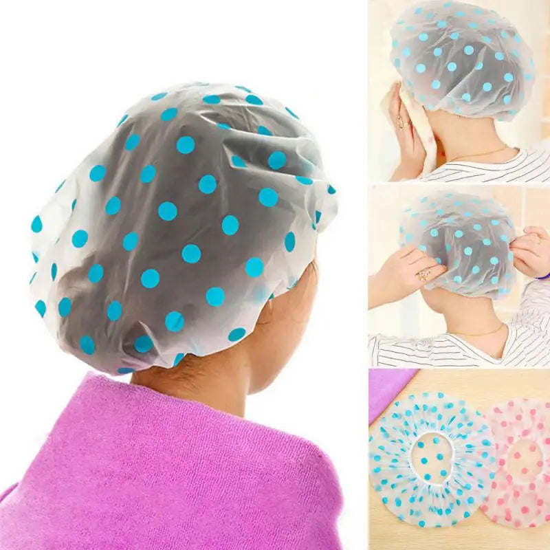 Shower Caps Bathing Waterproof Adult Hair Drying Caps Dustproof Plastic Head Covers for Women Hair Salon Elastic Shower Cap