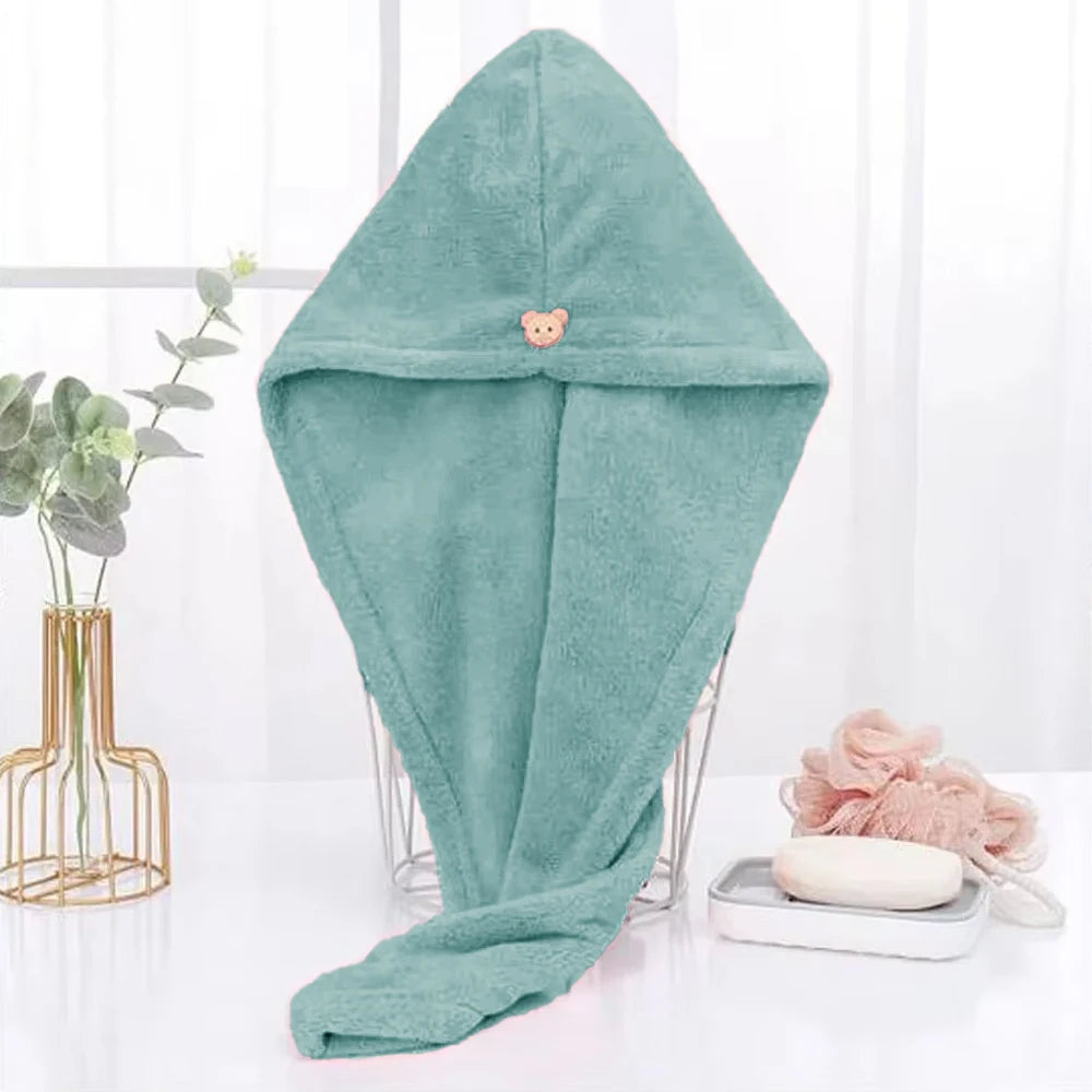 1pc Solid Color Thickened Quick-dry Hair Drying Cap, Super Absorbent