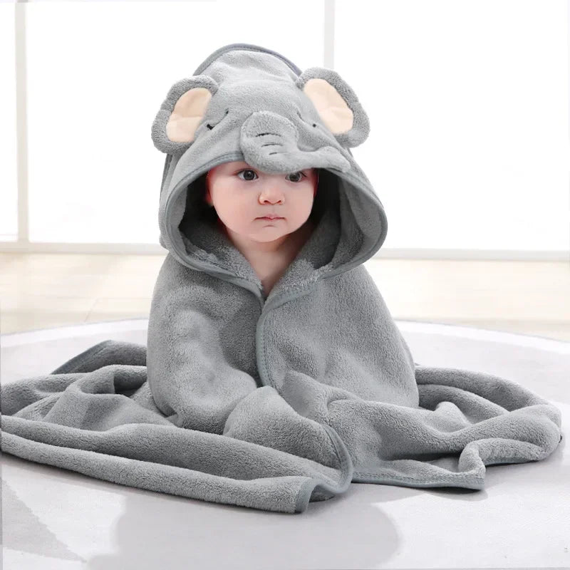 Bath Bathrobe Toddler Infant Towel Boy Girl Blankets Swaddle With Hood Cartoon Coral Fleece Towel Blanket Newborn Kids Bedding