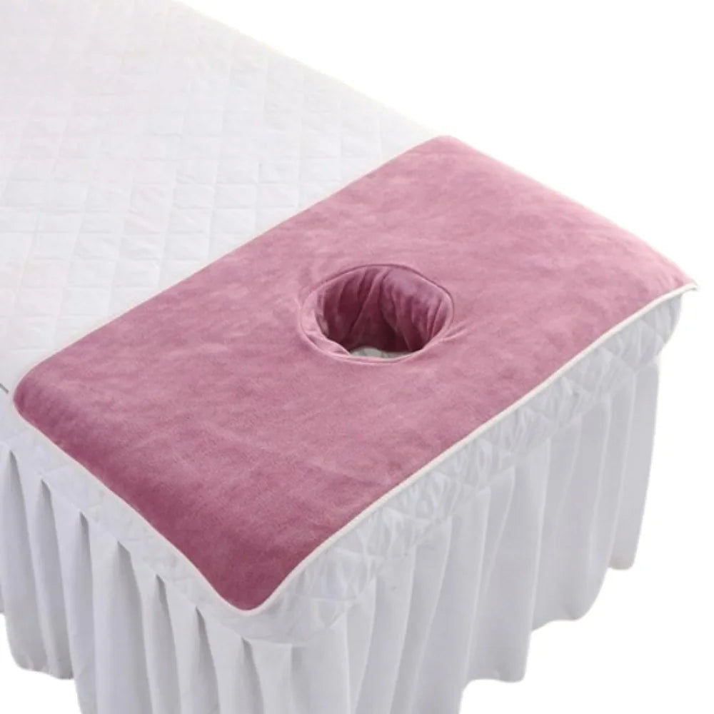Thickened Massage Face Towel Breathable Soft Beauty Salon Towel with Hole Solid Color Headrest Pads for Beauty Salons