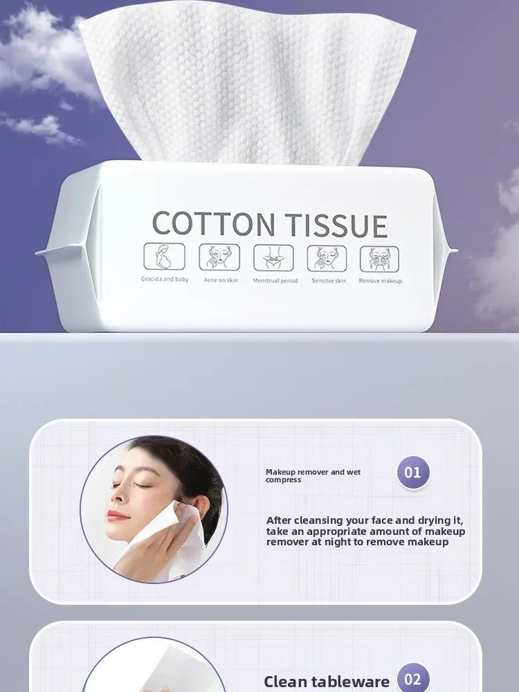Face Towel Disposable Pure Cotton Thick Facial Towels Disposable Compressed Wipes Soft Cleansing Wipes Travel Makeup Paper Home