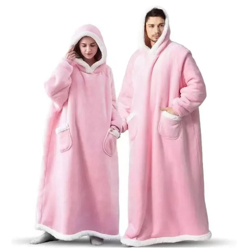 New Lazy Person Pajamas Pullover Thickened Hooded Warm Moose Blanket Loose Fit Outerwear Bathrobe Winter Season Men Women Underw